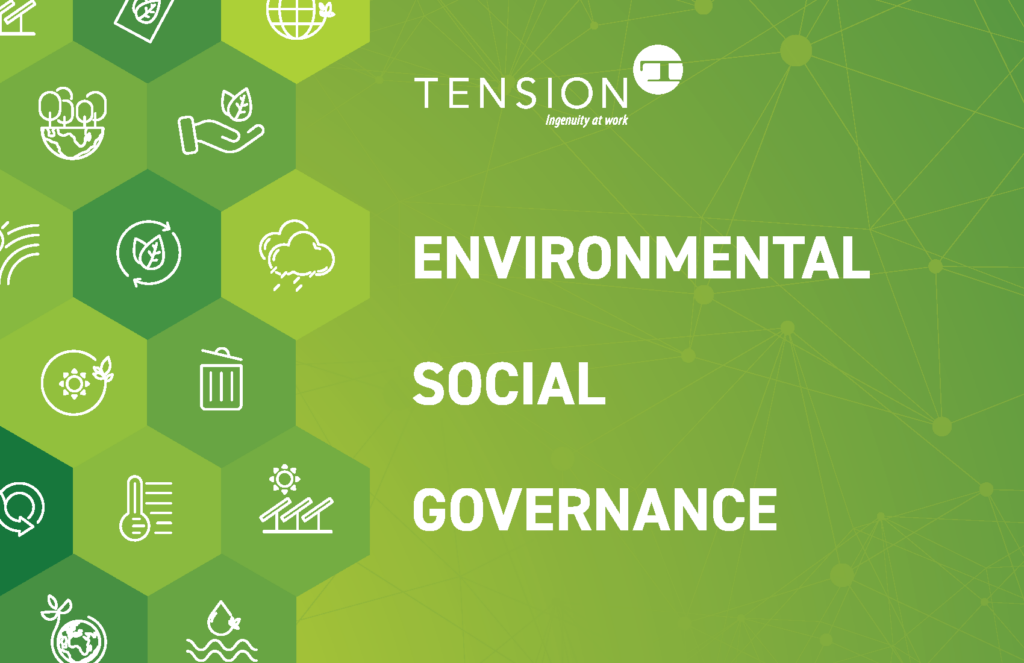 Green cover of Tension ESG Booklet Environment Social Governance